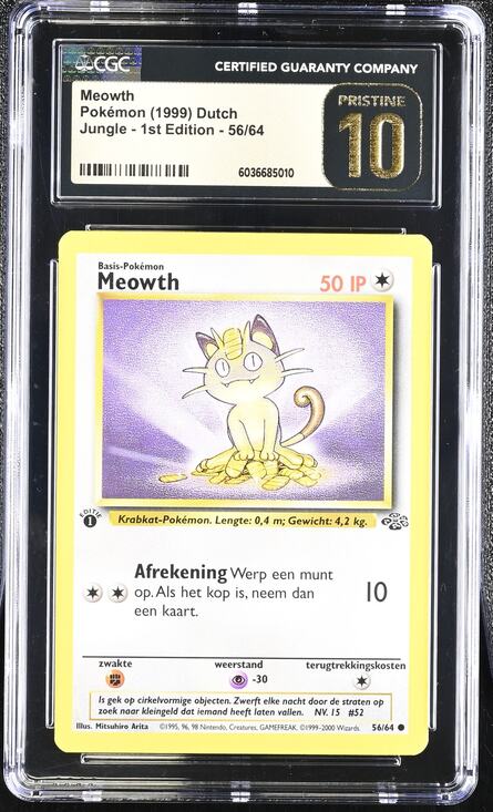 Pokemon Other - CGC 10 PRISTINE Meowth 1st Edition 56/64 Pokemon Dutch Jungle Set (PSA/BGS)